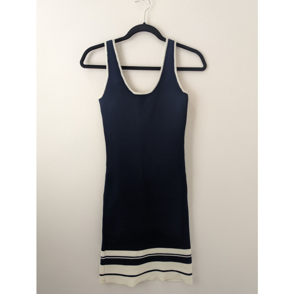 Lulu's Sleeveless Ribbed Bodycon Navy Blue Dress (S)